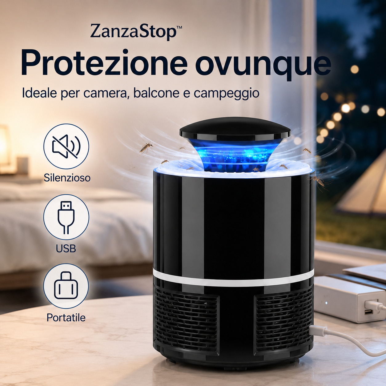 ZanzaStop™ — Dispositivo Anti-Zanzare 3 in 1 Ricaricabile