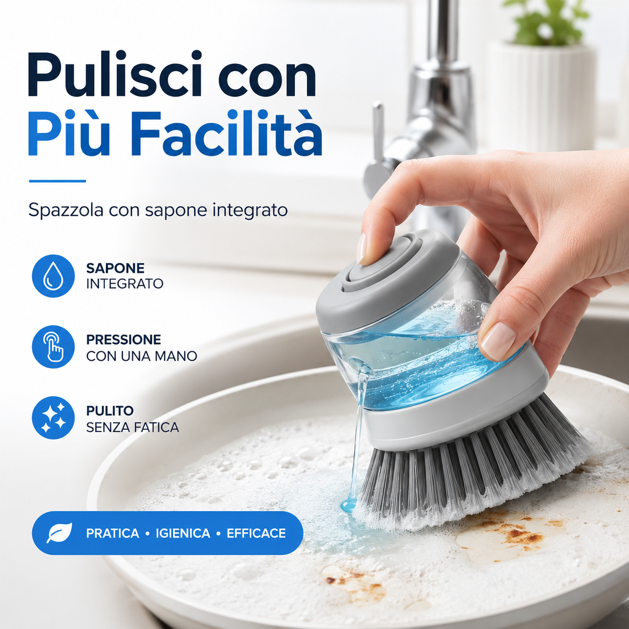 Spazzola con Dispenser di Sapone — Scrubber a Pressione