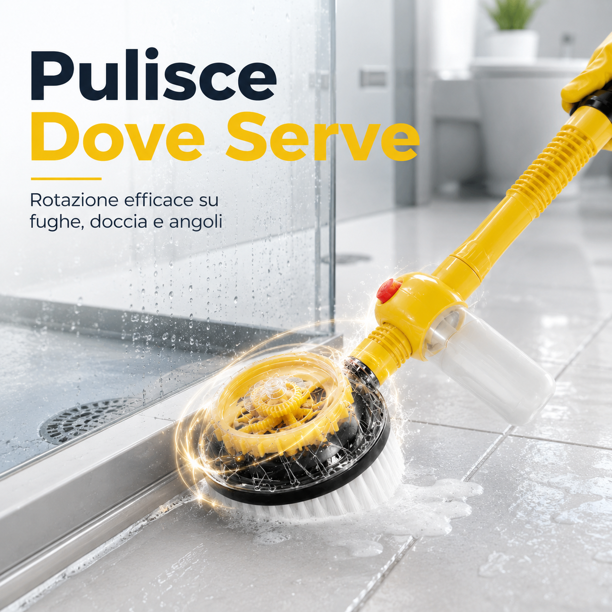 FugaClean™ — Spazzola Elettrica Rotante per Fughe, Bagno e Cucina