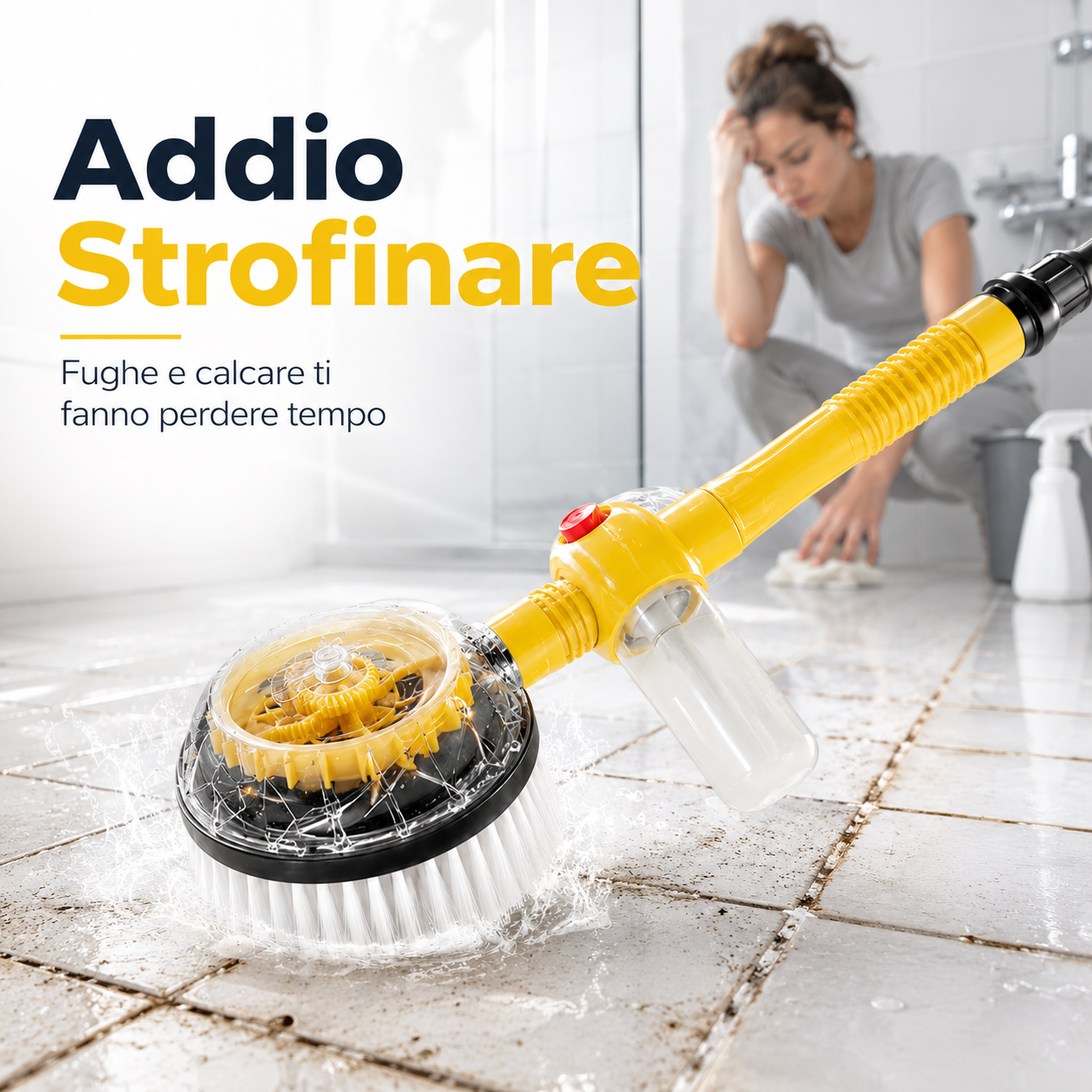 FugaClean™ — Spazzola Elettrica Rotante per Fughe, Bagno e Cucina