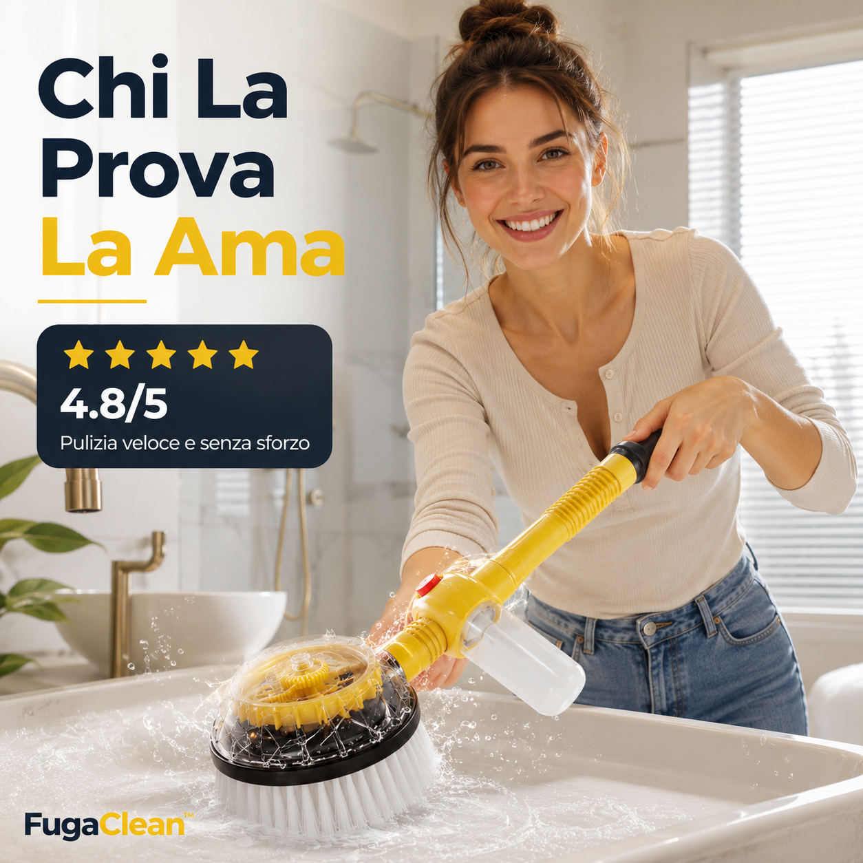 FugaClean™ — Spazzola Elettrica Rotante per Fughe, Bagno e Cucina