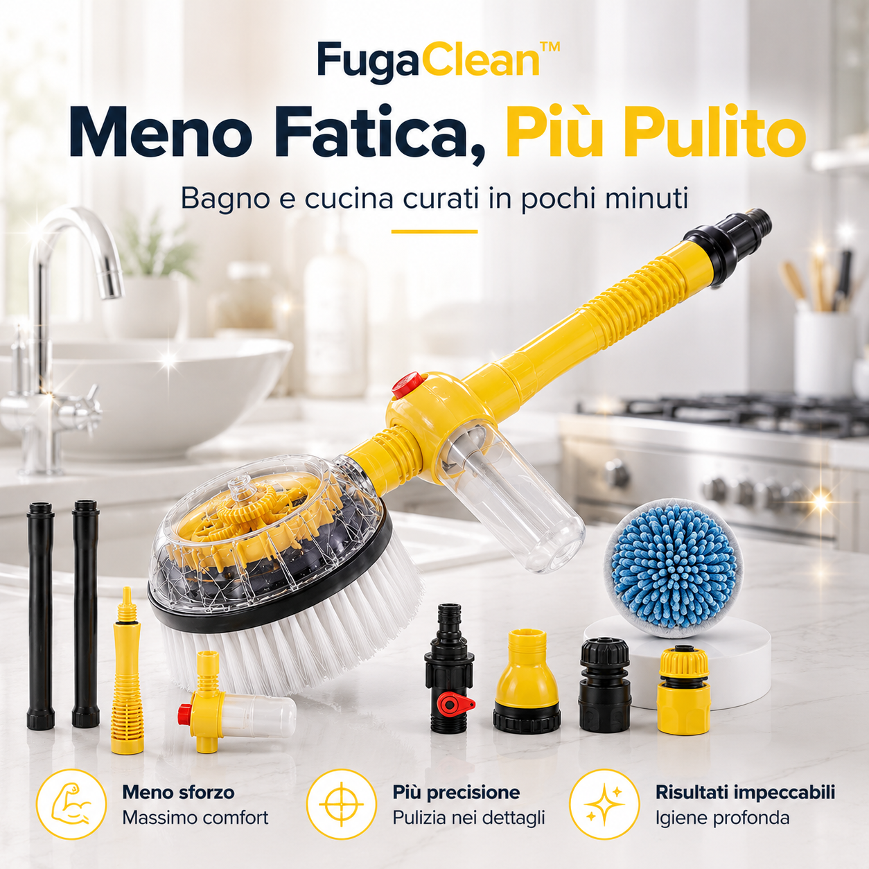 FugaClean™ — Spazzola Elettrica Rotante per Fughe, Bagno e Cucina